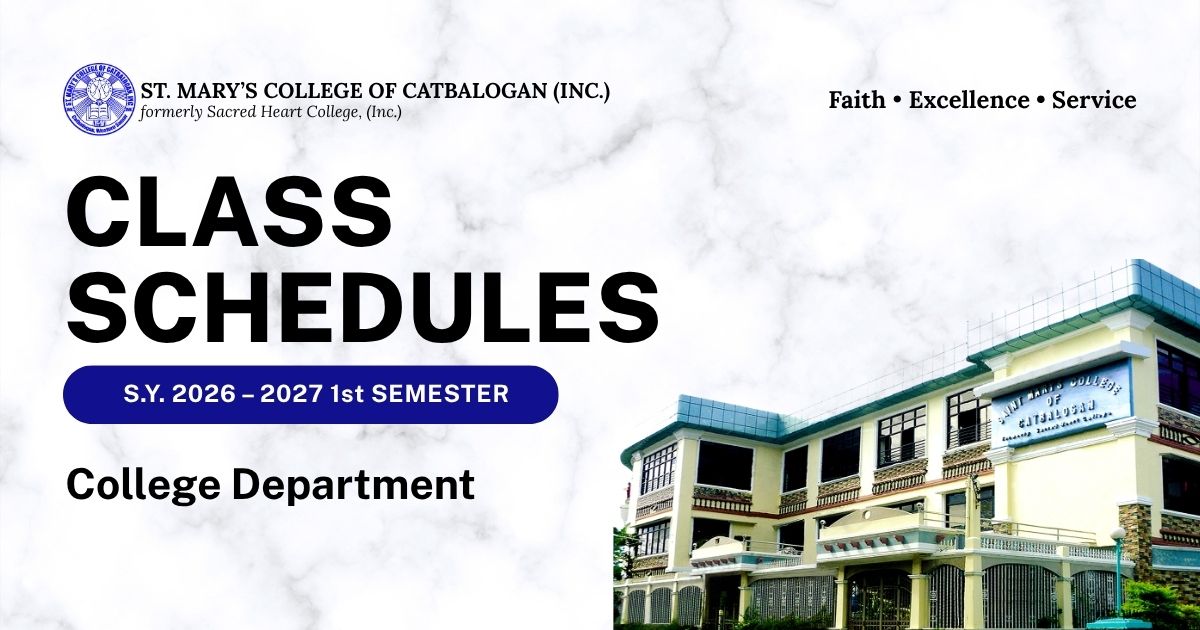 Class Schedule for A.Y. 2026-2027 1st Semester